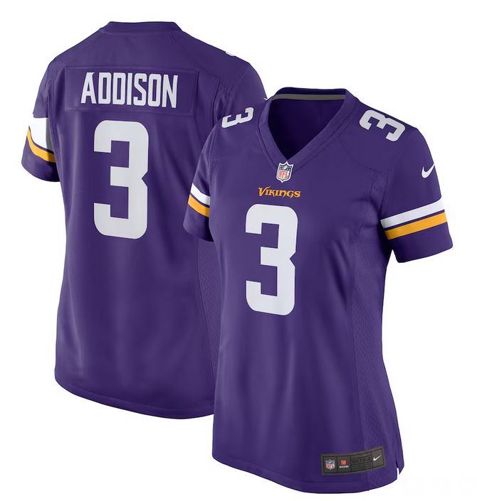 Women 2025 NFL Minnesota Vikings #3 Addison purple nike jersey